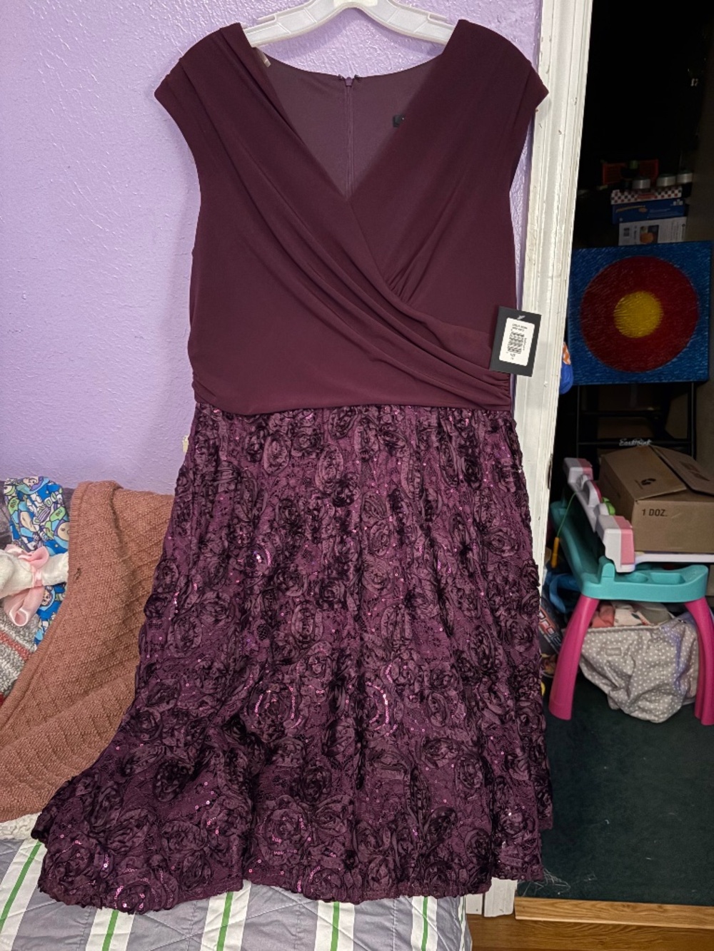 Marina Women’s short sleeve Dress eggplant size 14